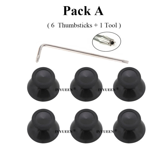 6 Pcs Black 3d Analog Joystick Stick for XBox